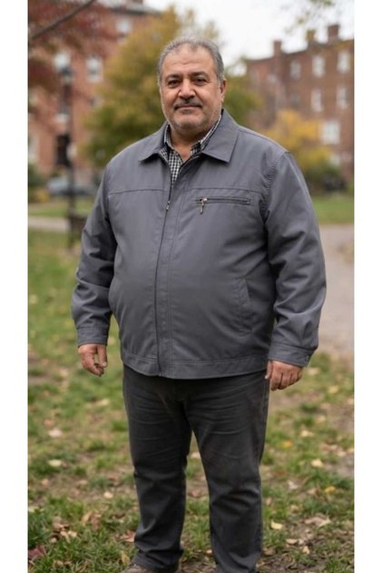 Battal Size Men's Seasonal Coat with Collar and Snap Closure Sleeves