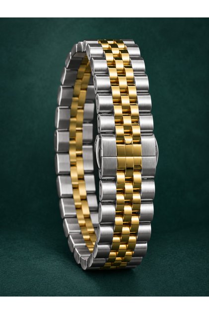 Two Tone 100% Solid & Stainless Steel Jubilee Model Watch Band 18mm