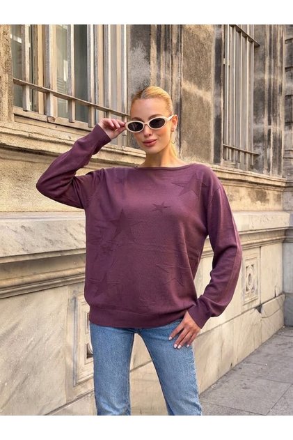 Women's Star Patterned Knitwear Sweater 40-46