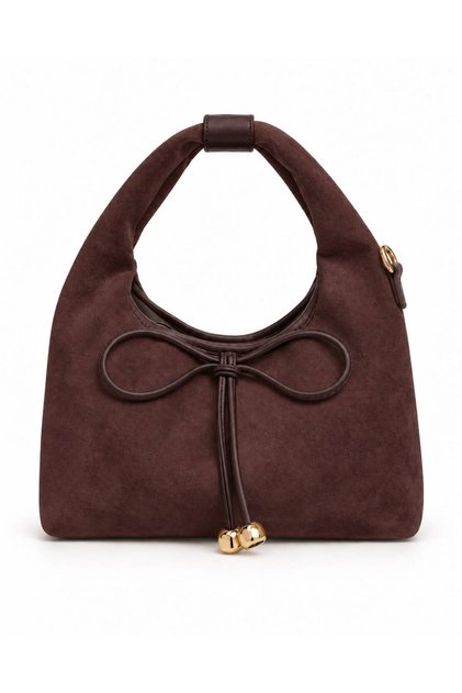 Lolly Bowknot Detailed Suede Women's Hand, Shoulder and Crossbody Bag
