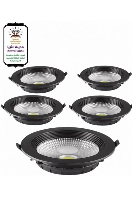 كشاف دفن LED HUMMER HU-636 دائري 15 واط أسود + أصفر، فتحة 14 سم، 5 حبات