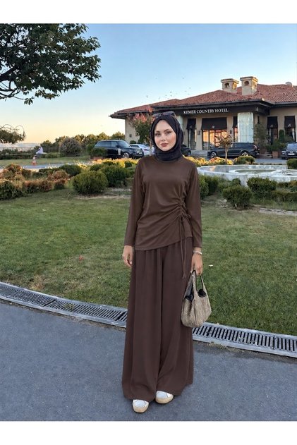 Büzgülü model tunik etekli Pantolon takım