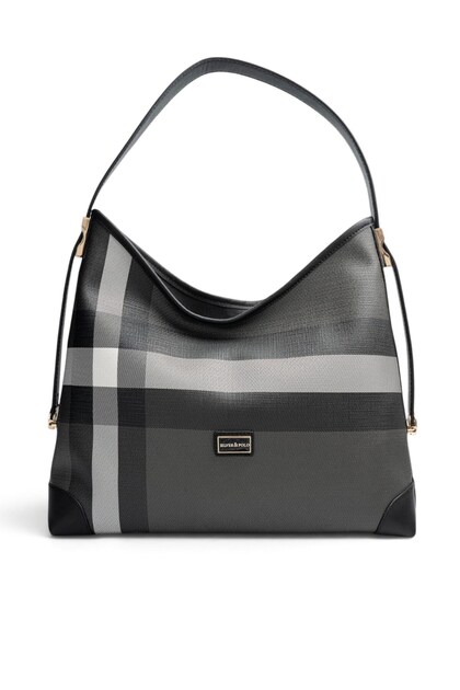 Black - Black Plaid Women's Shoulder Bag Sp1285