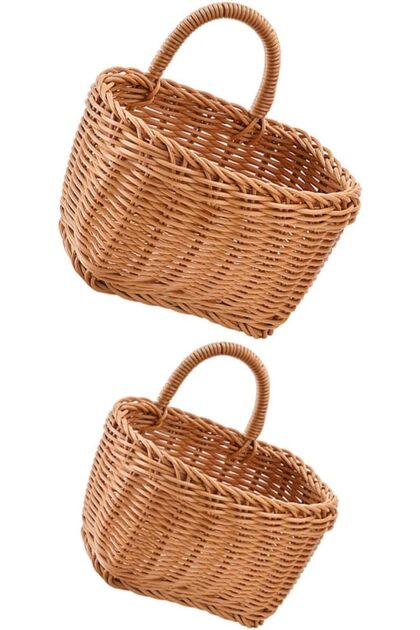 2pcs Woven Hanging Basket for Kitchen Storage Multifunctional Wall-mounted Vegetable and F