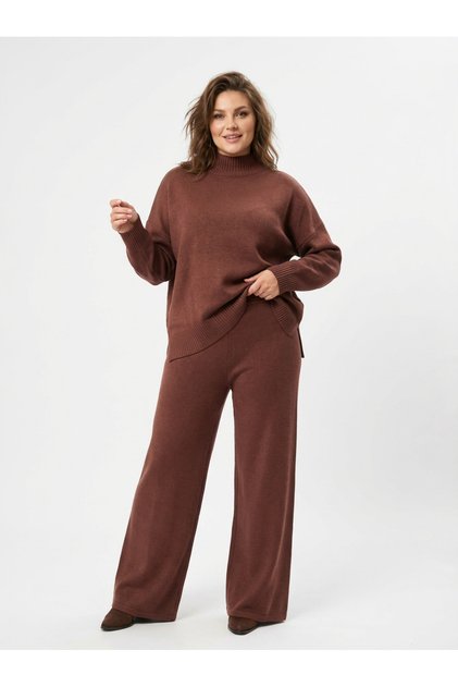 Costum dama tricotat, croiala oversize, mix vascoza, maro, marime L/XL