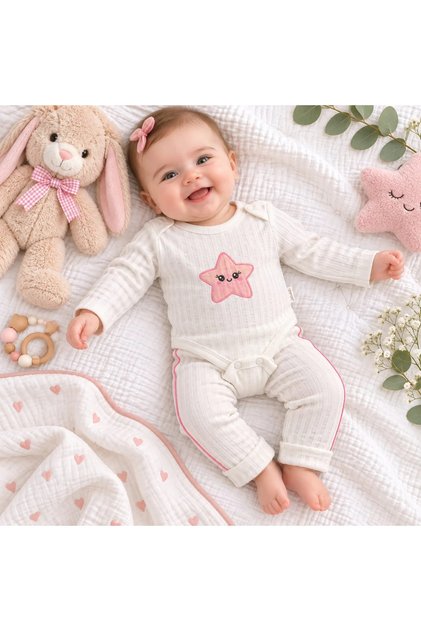 Star Detailed Cotton Baby Set