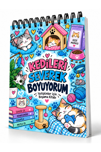 Mandala Boyama Kitabı - Yetişkinler İçin Boyama Sayfaları - Sevimli Kediler