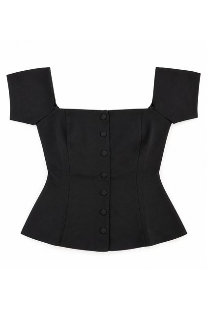 Manifest Kadın Kare Yaka Düğme Detaylı Bele Oturan Bluz