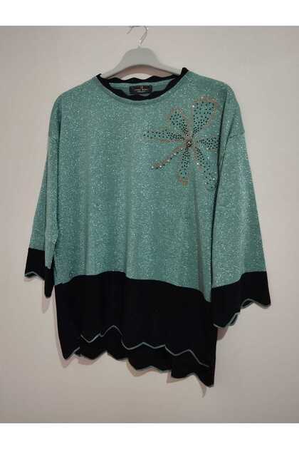 1st quality knitwear, shiny, three-quarter sleeve, relaxed fit, cotton sweater