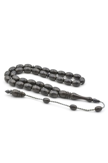 Systematic Capsule Cut Daily Size Gray Powder Amber Prayer Beads