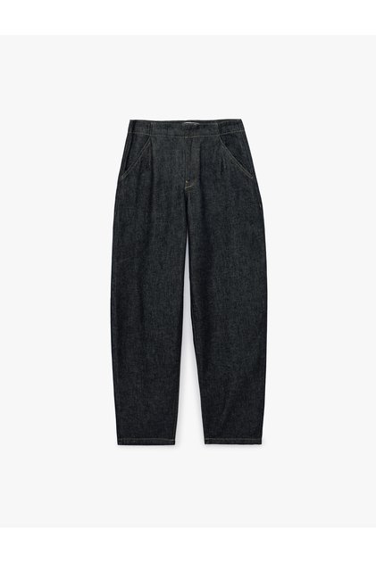 Normal Waist Straight Leg Cotton Pocket Denim Trousers