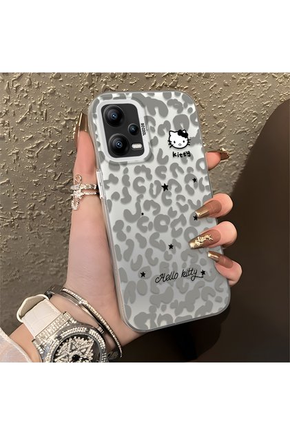 Redmi Note 12 5g Compatible Grey Leopard Pattern Phone Case, Star English Art Print