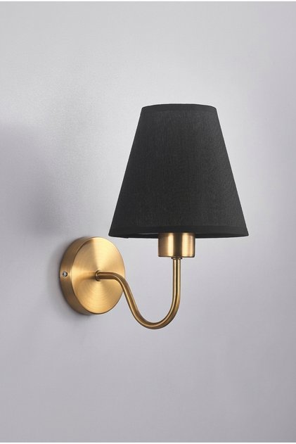 Modern Gold Gövdeli Siyah Kumaş Başlıklı Pilli Duvar Apliği - Yatak Odası ve Salon Aydınlatma