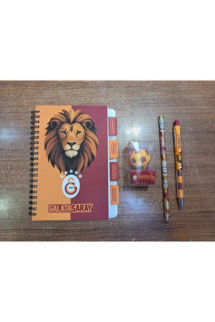 13x18 cm Çizgili Defter, Uçlu Kalem, Kurşun Kalem ve Top Silgi 4lü Kırtasiye Seti