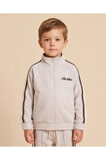Boys Beige Scuba Zip Through Sweatshirt