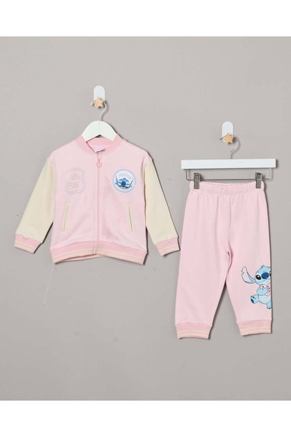 Infant Girls Pink Stitch Printed Jogging Set