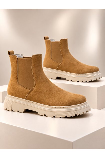 Zrk-C7 Premium Quality Tan Suede Casual Men's Boots Chelsea