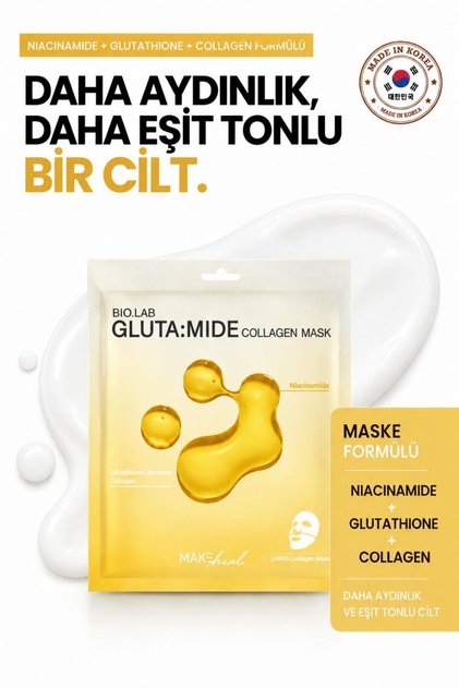 Bio Lab Glutamide Collagen Mask Hydrogel Collagen Face Mask Containing Niacinamide and Glutathione 38 g