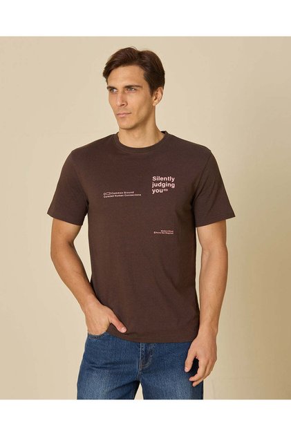 Men Maroon Printed T-Shirt
