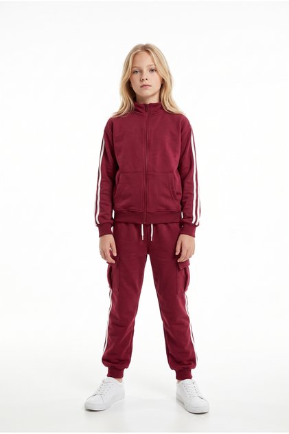 Girl's Ribbed Cargo Pocket Tracksuit Set
