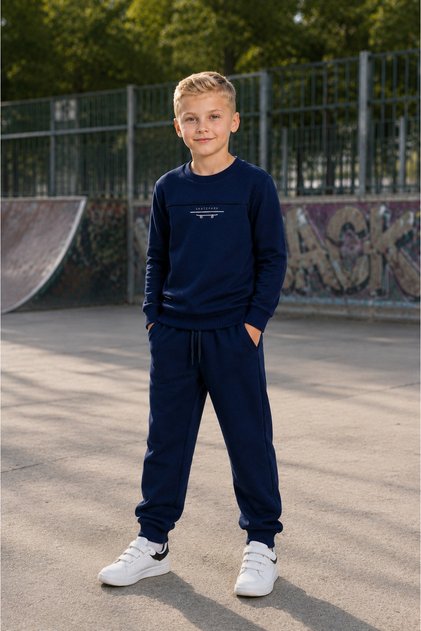 Trening din 2 piese pentru băieți, Bluză de trening și pantaloni jogger cu talie elastică, regular fit
