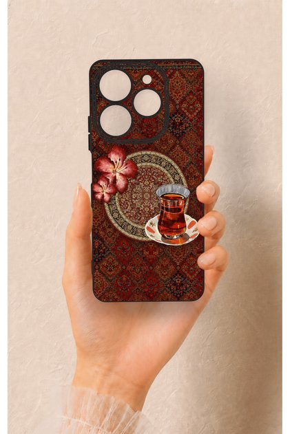 Tecno Spark 10 Pro Compatible Silicone Case with Carpet and Tea Pattern