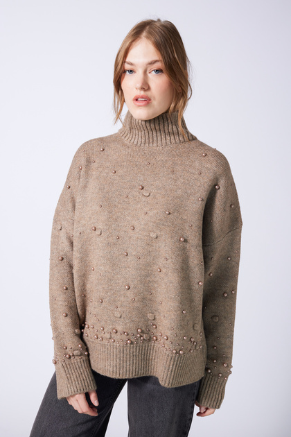 Pompom Pearl Knitwear Sweater Vi̇zon