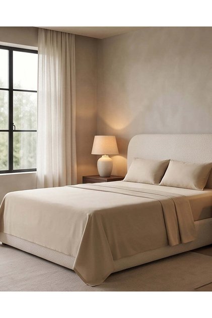 Beige Solid Flat Sheet 260x270cm (Super King Size)