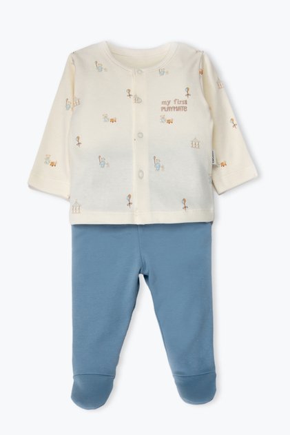 Interlock Pajama Set with Booties 2-Piece (My First Playmate) Indigo