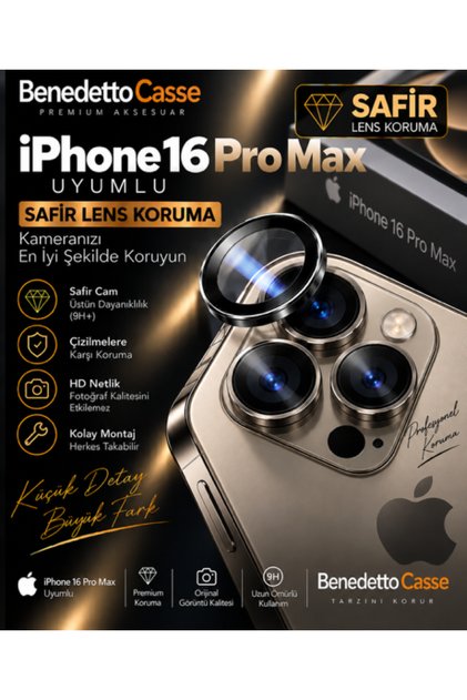 iPhone 16 Pro Max Compatible Sapphire Camera Lens Protector – Easy Installation, Scratch and Impact Protection, Hd Clear Image