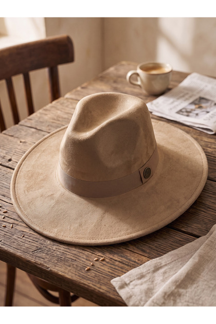 Unisex Wide Brim Suede Fedora Hat