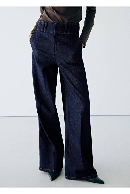 Yüksek bel wide leg jean pantolon