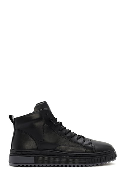 Men's Black Zippered Leather Sports Boots Wm680014Dv
