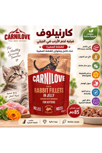 Wet Food Complete and Balanced for Kittens Kitten Rabbit Meat Fillet