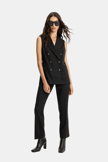 SİYAH STANDART KALIP BORU PAÇA VİSKOZ PANTOLON