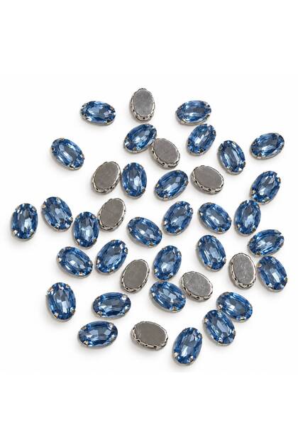 Light Blue Oval Stone 10 × 14 mm – 100 Pieces
