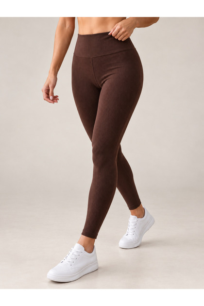 Ribbed Women's High Waist Shaping Leggings – Casual and Sports Use