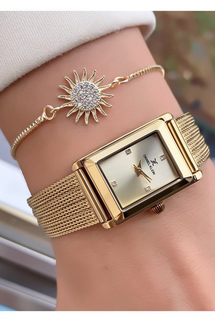 Brand Original - Gold Color- 2 Year Warranty Women Wrist Watch - Bracelet Gifted 010Dkl00-608