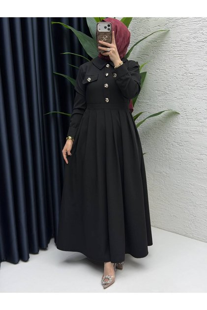 Women's Chic and Elegant Modest Black Dress