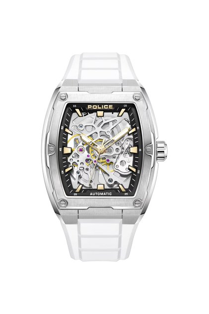 Watch For Men Black Dial With White Silicone Strap - PEWJR0005903