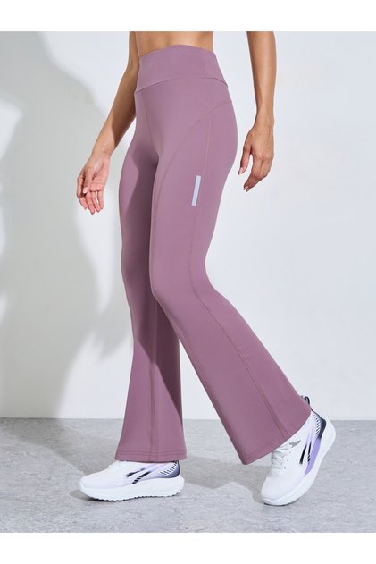 Pink Solid Flared Activewear Pants