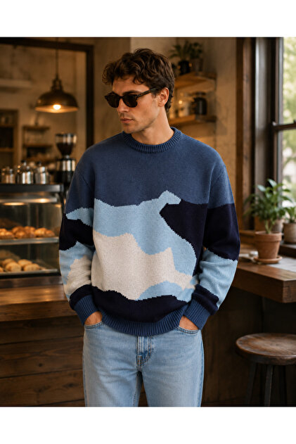 Camouflage Patterned Men's Knit Sweater