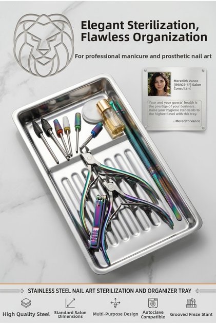 Prosthetic Nail Manicure Sterilization Tray Medical Tool Organizer Fluted Milling Bit Milling Stand 18/10 304 Stainless 723652