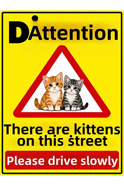 Caution There Are Kittens in This Street Please Slow down Sign 30 × 40 cm | Aluminum Composite Sheet