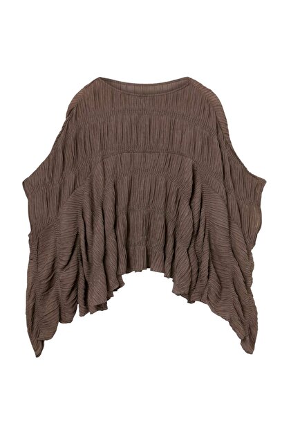 Vizon Dokulu Oversize/Geniş Kalıp Panço Pelerin Örme Bluz TWOAW27BZ00328