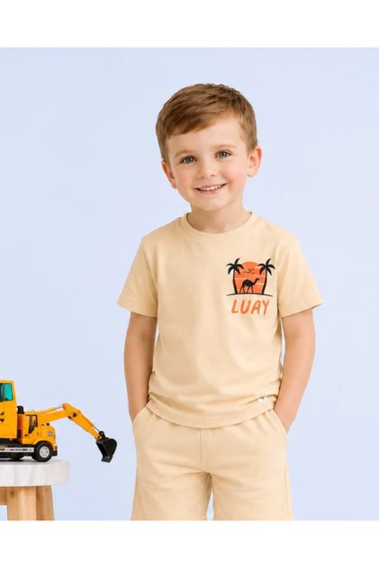 100% Bamboo-Based Ultra-Soft Fabric Peach T-Shirt for Boys Short Sleeve Casual Wear for Kids
