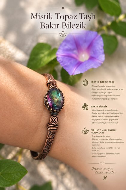 Mystical Topaz Stone Copper Natural Stone Women's Bracelet – Handcrafted, Elegance, and Energy Combined!