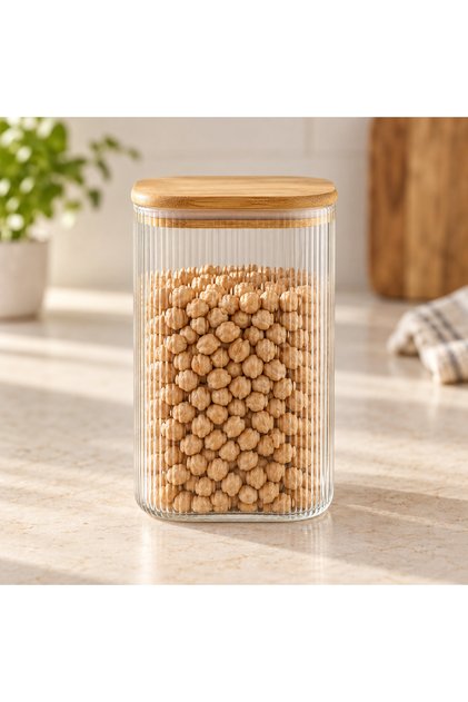 Glass Jar with Bamboo Lid 10X15 cm