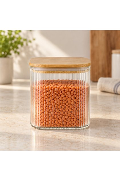 Glass Jar with Bamboo Lid 10X10