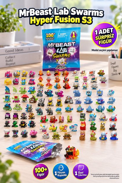 MrBeast Lab Swarms Hyper Fusion S3 Tekli Sürpriz Paket 1 Adet Koleksiyonluk Mini Figür